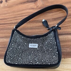 GUESS Black and Silver Studded Shoulder Bag